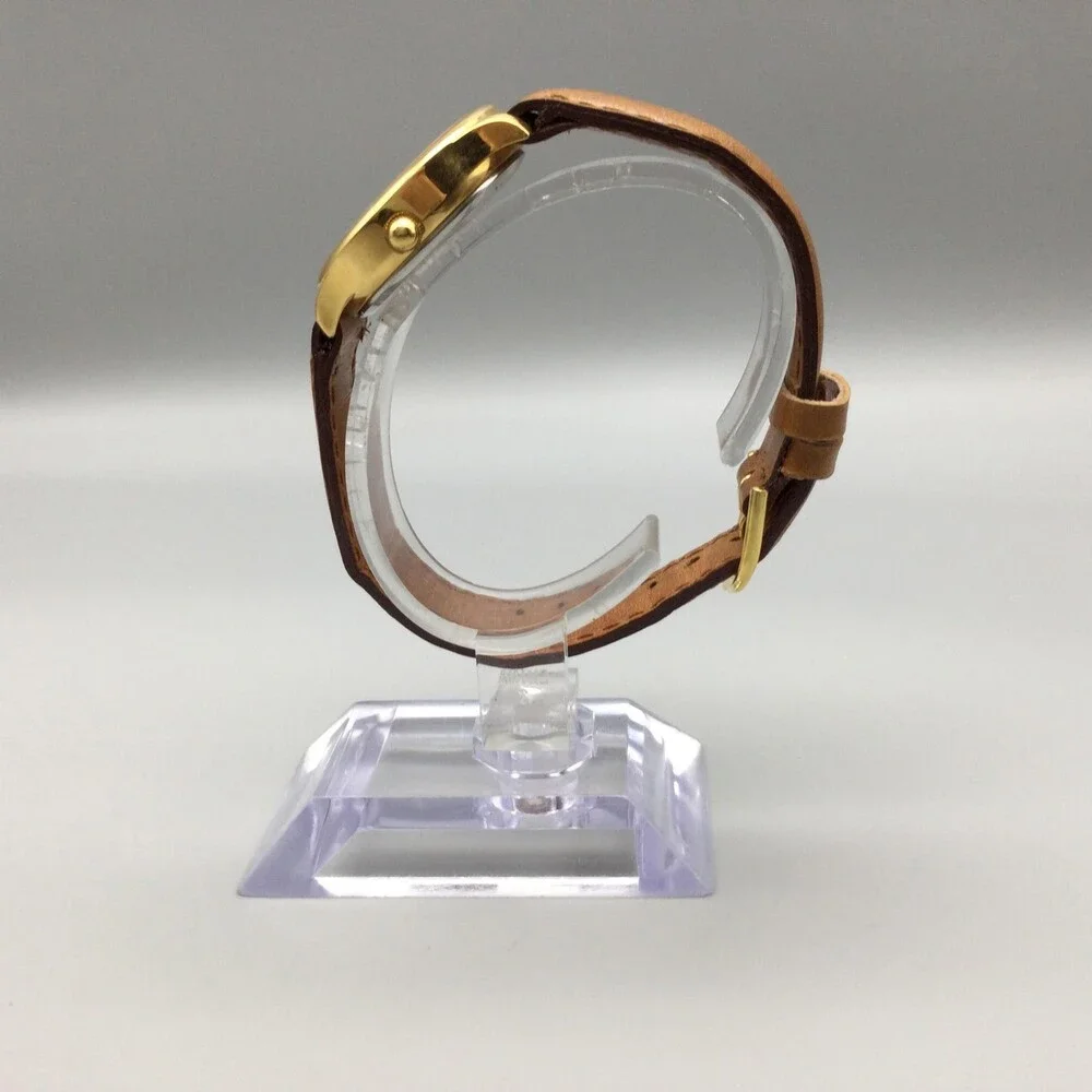 Merona Womens Watch 27mm Cream Dial Gold Tone Brown Leather Band